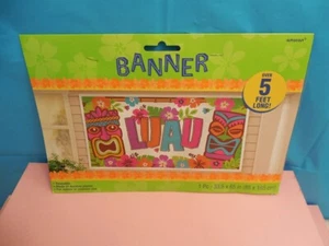 NEU HAWAIIANISCHES LUAU TROPISCHES PARTY WIEDERVERWENDBARES BANNER FÜR DRINNEN ODER DRAUSSEN AMSCAN - Bild 1 von 3