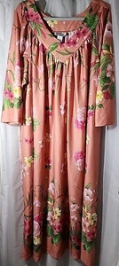 Anthony Richards Womens Mumu House Dress Nightgown Loungewear Sz 4X Peach Floral - Picture 1 of 6