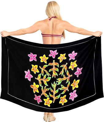 LA LEELA женщин пляж саронг прикрыть Pareo купальник надежном 78 «x 42» черный_X895 - Изображение 1 из 3