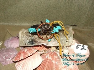 UNISEX Arturo E.Reyna DREAMCATCHER NATURAL TURQUOISE HANDMADE LEATHER BRACELET - Picture 1 of 6