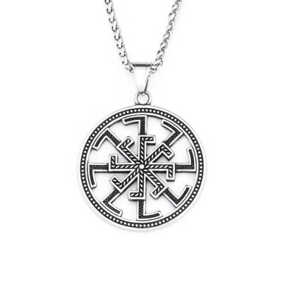 Slavic Kolovrat Sun Wheel Necklace Stainless Steel Necklace - Bild 1 von 4