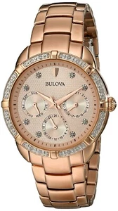 Bulova 98R178 Women's Diamond Rose Gold-Tone Stainless Steel Dress Watch - Picture 1 of 2