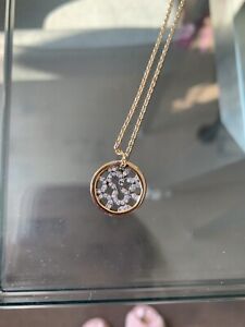 New Coach Logo Gold Circle Stone Necklace
