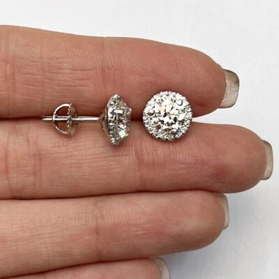 2.20CTW Lab-Grown Diamonds 14K Yellow White Rose Gold Halo Earrings 9mm - Image 1 of 4