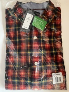Tommy Hilfinger Plaid medium Red Classic Essential Brushed Twill men's Shirt - Picture 1 of 1