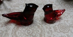 Lot Set 2 Vintage Art Glass Red Cardinals Birds Both Signed Leo Ward 1997 Decor - Picture 1 of 24