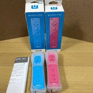 Nintendo Wii Remote Controller Pink & Blue Motion Plus Set Used - Picture 1 of 3