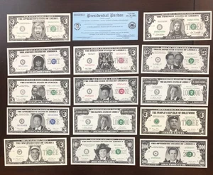 Novelty Dollar Bill Lot! Lewinsky, Bush, Obama, Clintons, Reagan, Clinton & OJ - Picture 1 of 2