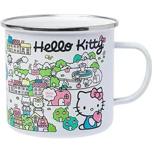 Hello Kitty Destination Neighborhood Enamel Camper Mug Silver Buffalo Sanrio - Picture 1 of 1