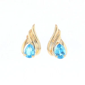 Blue Topaz Swirl Pear Stud Earrings GV192122 - Picture 1 of 12