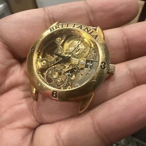 Vintage Brittania Skelett Uhr Zifferblatt 34mm Damen goldfarben Handaufzug zur Reparatur - Bild 1 von 8