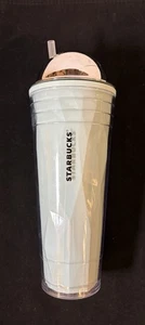 Vaso Starbucks vaso frío 24 oz verde azulado facetado geométrico cúpula tapa pajita - Imagen 1 de 9