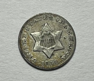 1851-O Three Cent Silver - Nice Better Date Trime; V013 - Picture 1 of 2