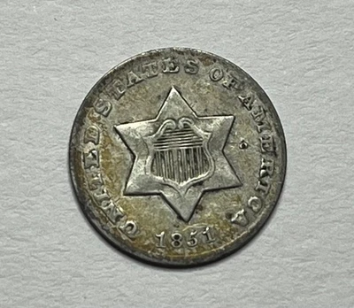 1851-O Three Cent Silver - Nice Better Date Trime; V013 - Image 1 of 2