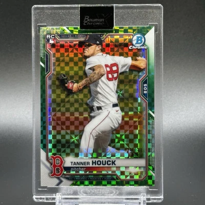 2021 Bowman Chrome Tanner Houck #'d /31 Green X-Fractor #13 - Boston Red Sox - Image 1 of 3