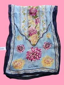 Diane Von Furstenberg Vtg 100% Silk Japan Boho Chic Floral Patterned Scarf - Picture 1 of 8