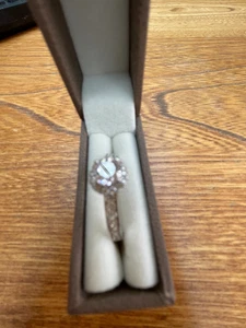 DIAMONIQUE SOLITAIRE RING SILVER SIZE Q 1/2 CENTRE STONE SURROUND SHOULDERS WOW - Picture 1 of 10