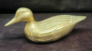 1960s MCM Brass Mallard Duck, 10" Long, EUC/PATINA - Picture 1 of 9