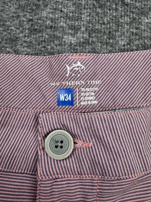 Southern Tide Shorts Mens Sz 34 Pink Striped 9" Inseam Performance Chino Golf - Image 1 of 4