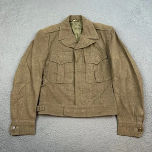 Vintage Franklin Clothes Inc Jacket Mens 34R Green Brown Wool Army Crop 40s - Picture 1 of 12