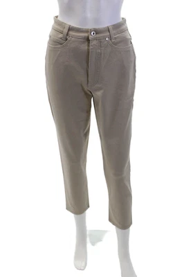 Pantalones informales Cambio para mujer de algodón texturizado con cremallera botón pierna recta caqui talla 08 Foto 1 de 4