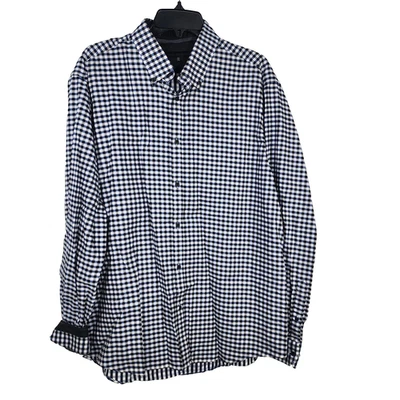 Report Collection Mens Shirt Size XL Long Sleeve Button Up Gingham Plaid Blue - Image 1 of 4