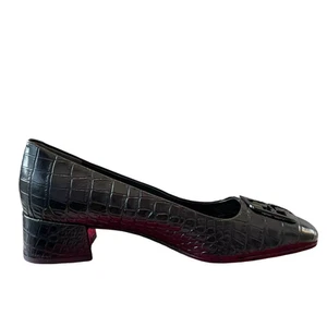 Tory Burch Women's Georgia Pump Soft Croco Emboss, Style# 139657, Size 7, Black - Picture 1 of 12