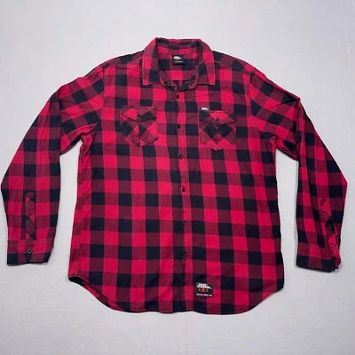Camisa de Franela No Fear Para Hombres XL Bolsillo Extra Grande Abotonada Buffalo Cuadros Grunge Foto 1 de 4