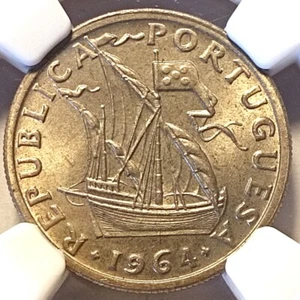 NGC MS64 - Portugal 2,5 escudos 1964 coin (SCARCE! early date!) - Picture 1 of 4