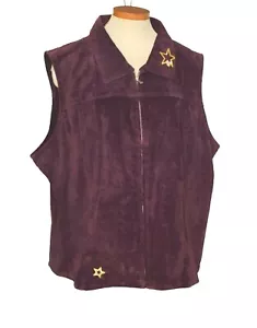 Chaleco para mujer ST JOHN'S BAY lavable gamuza cuero genuino con cremallera púrpura talla 24W - Imagen 1 de 4
