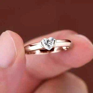 1.00Ct Heart Cut Women's Engagement Ring 14K Rose Gold Plated Simulated Diamond - Picture 1 of 7