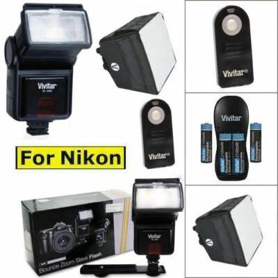 HD VIVITAR ZOOM FLASH + CHARGER + PRO DIFFUSER + REMOTE FOR NIKON COOLPIX P900 - Image 1 of 4