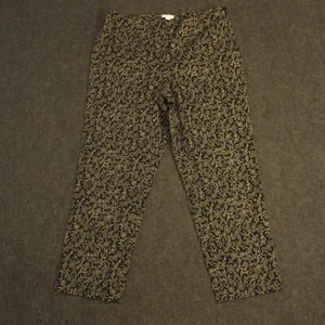 J Jill Dress Pants Womens 12 Petite Black Curvy Business Career Floral Side Zip - Picture 1 of 12