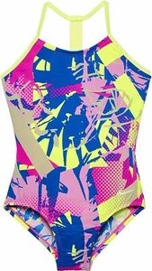 NIKE Girl's Drift Graffiti T-Back Swimsuit (Fuchsia Blast) Size 8 - Picture 1 of 2