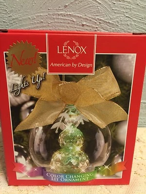 Lenox ~ Bola Maravillosa de Vidrio Mercurio Muñeco de Nieve Iluminado Adorno de Navidad 4.75" ~ Nuevo en Caja Foto 1 de 2