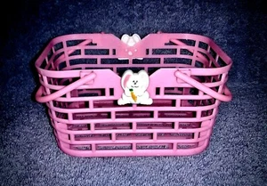 Small PINK Plastic 6x4x3" EASTER BASKET with Bunnies - Picture 1 of 2