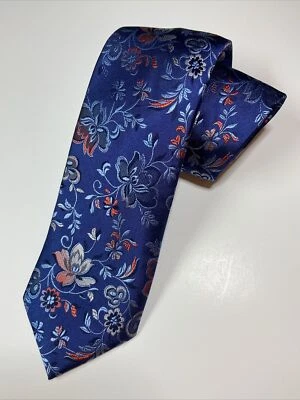 Corbata Joseph Abboud para hombre 100 % seda, azul con diseño floral precio de venta sugerido por el fabricante 79 USD. Foto 1 de 4