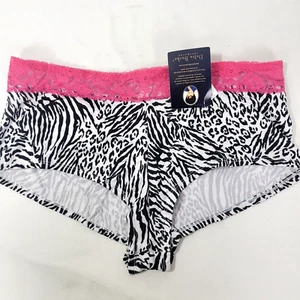 Delta Burke Women's Panties Black White Zebra Pink Lace Waist Tribal Size 3X 10 - Picture 1 of 3