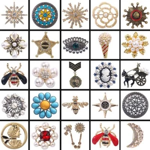 Vintage Sun Flower Women Rhinestone Brooch Pin Badges Suit Clothing Corsage Gift - Picture 1 of 37