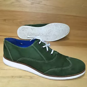 John Fluevog vintage green Wingtip leather oxford shoes Lug Sole mens 11.5-12 - Picture 1 of 22