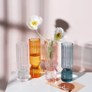 Nordische bunte Klarglasvase Vintage Blume Flasche Zimmer Innenraum Kunst Dekor - Bild 1 von 18