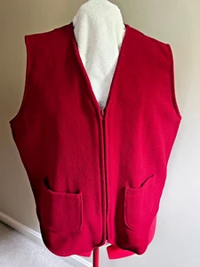 Orvis Vintage Mens Wool Vest XL Red Zip Patch Pockets Back Buckle Adjustment - Picture 1 of 6
