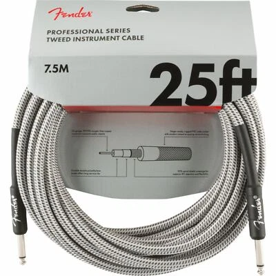 Fender Professional Series 25 ft. Straight Instrument Cable, White Tweed - Image 1 of 3