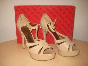 Guess New Womens Korrine 2 Natural Multi Leather 9 M Open Toe Strappy Heels Shoe - Picture 1 of 8