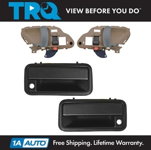 TRQ Textured Black Outside & Tan Inside Door Handle Kit for GM Pickup SUV - Picture 1 of 9