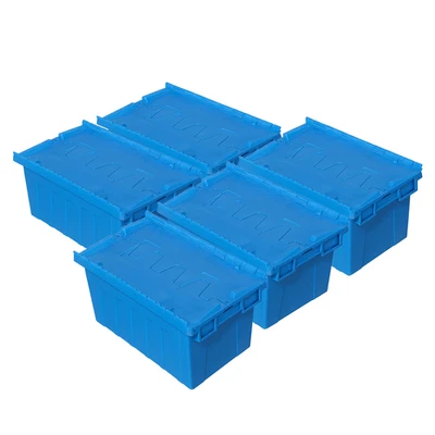 Промышленная сумка-тоут 16,5 галлона с прикрепленной крышкой — сверхпрочная штабелируемая и гнездящаяся 5 шт. - Изображение 1 из 4