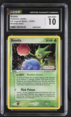 CGC 10 GEM MINT Roselia EX Legend Maker 42/92 Reverse Holo STAMPED Pokemon Card - Image 1 of 2