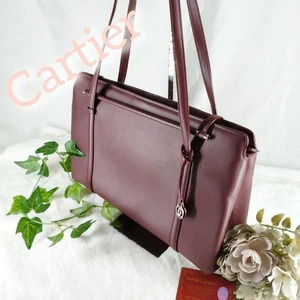 Cartier Leather Tote Bag Bordeaux A4 Storage Business Casual Used - Picture 1 of 12