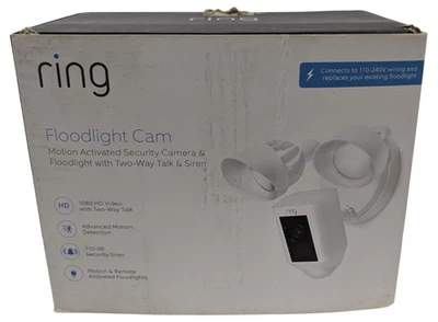 Ring Security Camera With Floodlight 110-240V 1080 Pixel White - Image 1 of 4