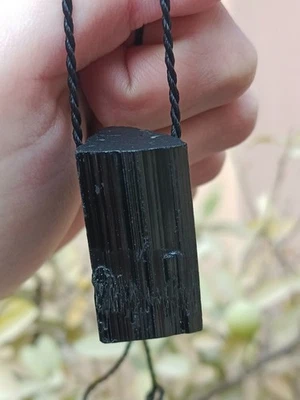 Pingente de cristal turmalina preta pedra natural 30 g qualidade premium - Imagem 1 de 4